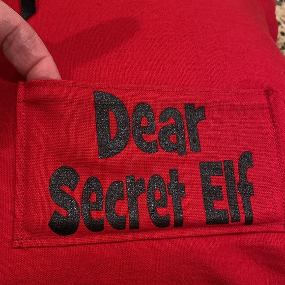 Petal Lane “Dear Secret Elf” pillow. 10” pillow with removable red slip cover. - Picture 7 of 11